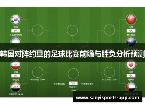 韩国对阵约旦的足球比赛前瞻与胜负分析预测